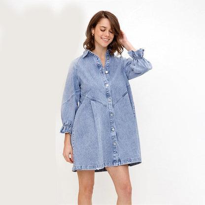 Torild - Shirt Dress For Women - Elegant - Denim - Formal Occasions