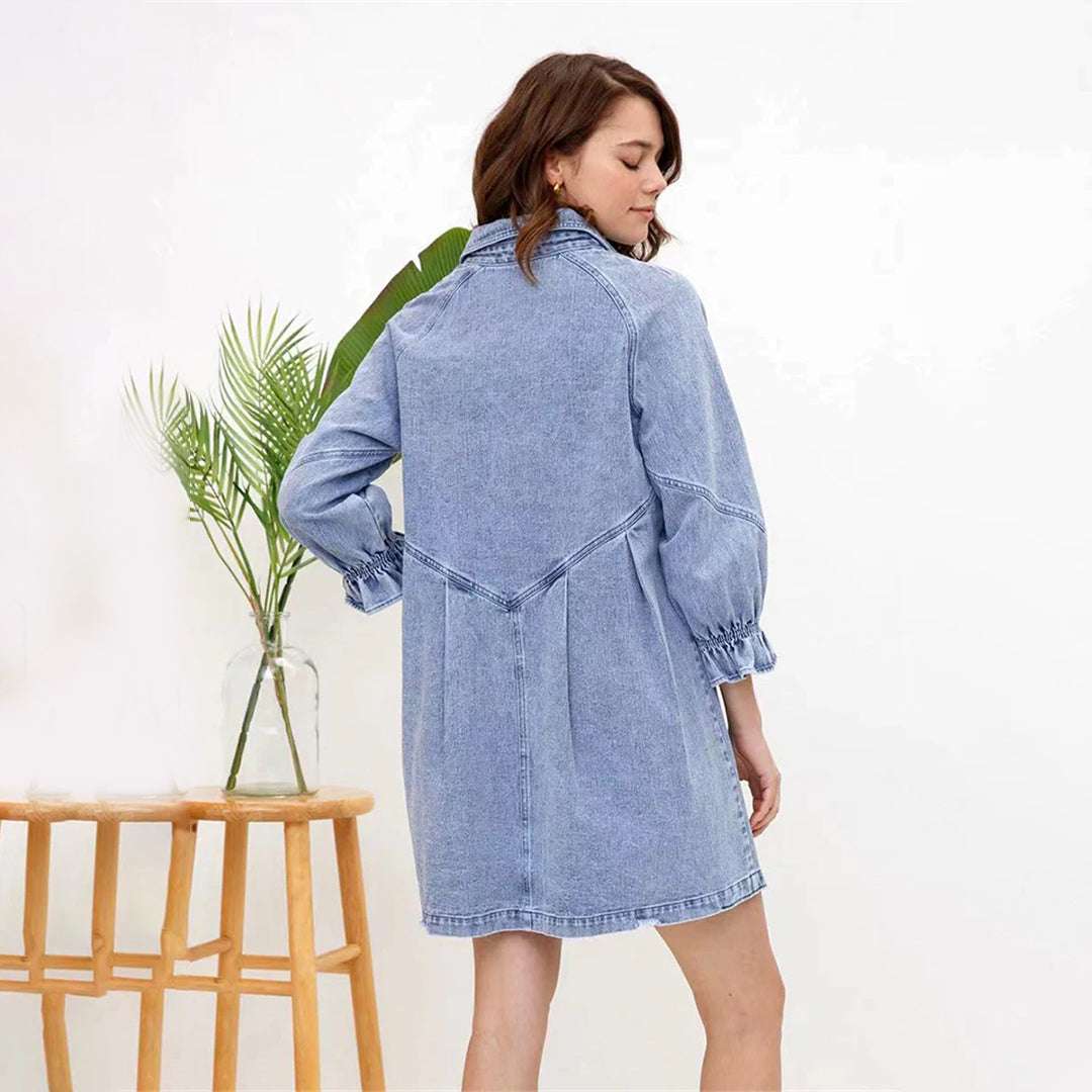 Torild - Shirt Dress For Women - Elegant - Denim - Formal Occasions