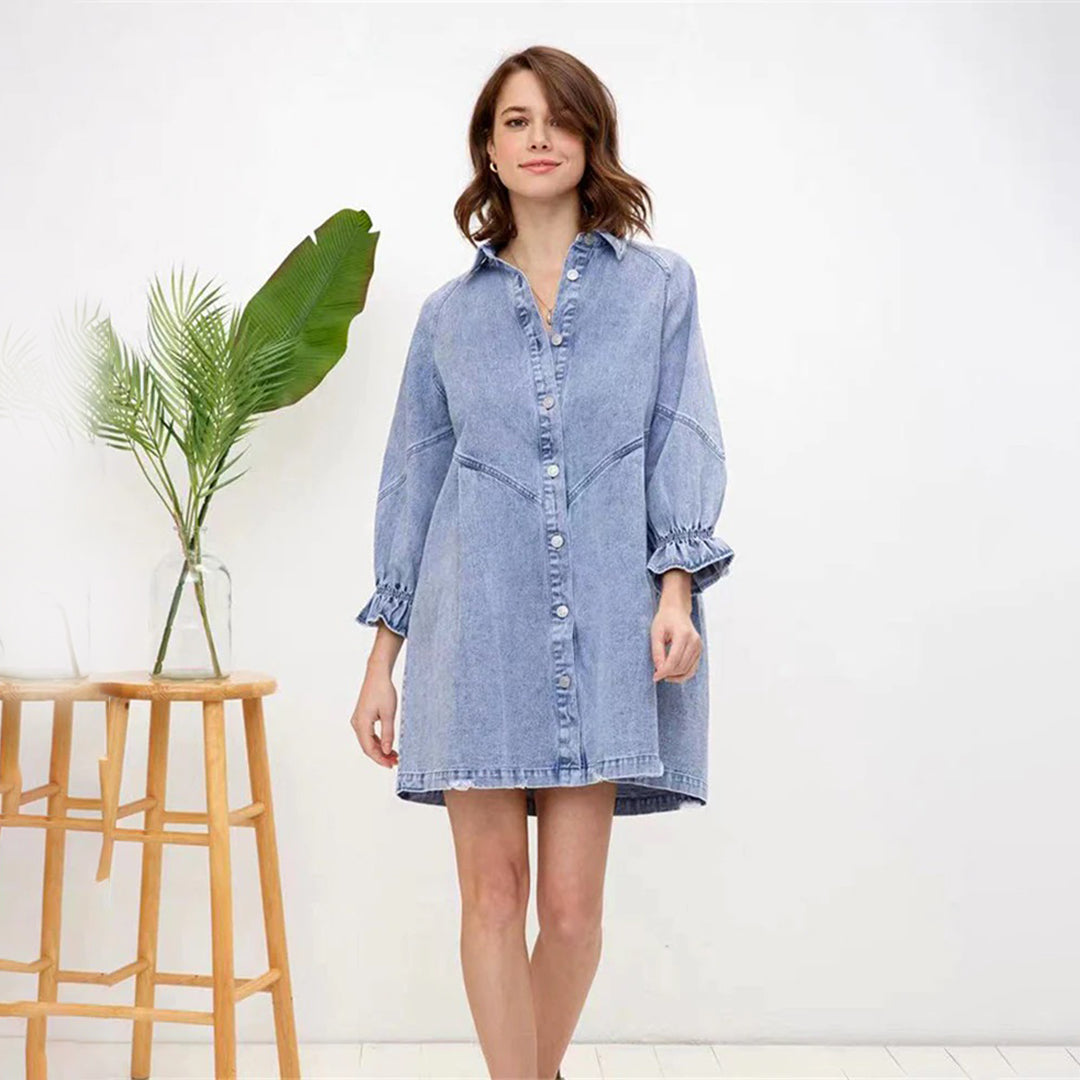 Torild - Shirt Dress For Women - Elegant - Denim - Formal Occasions